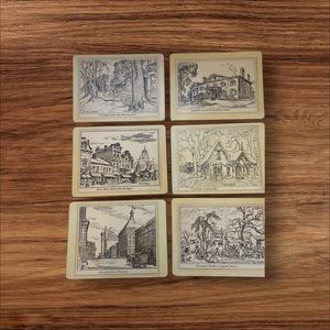 Vintage Sketch Coasters Set - Black and White